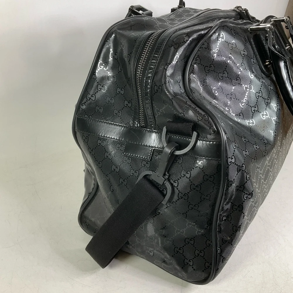Gucci Imprime GG Logo Black Coated Canvas Large Duffle Bag